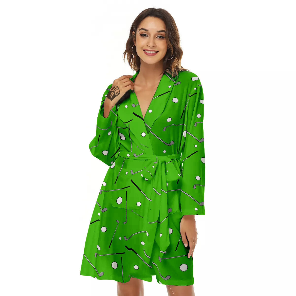Cute Golf Print Pattern Women's Robe-grizzshop