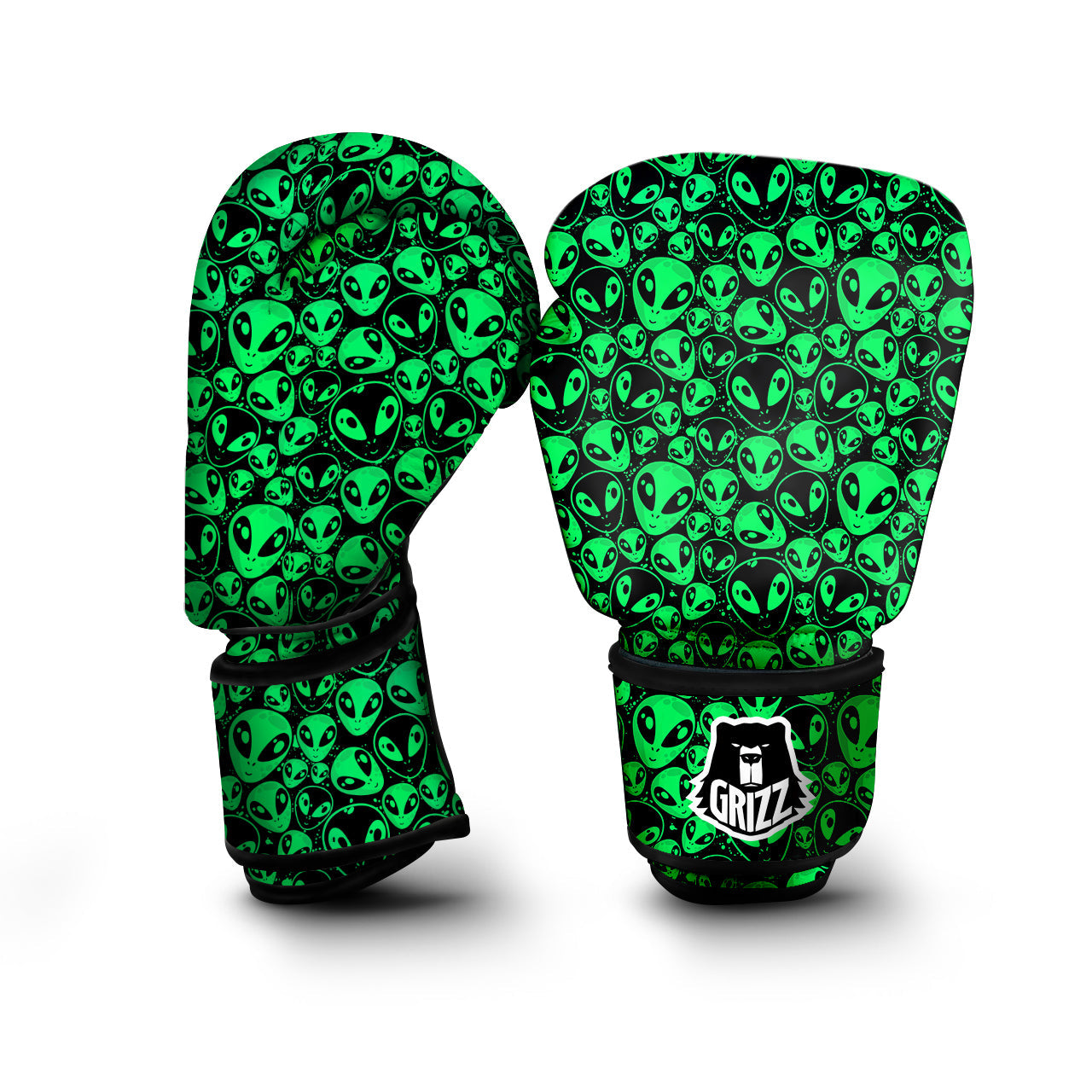 Cute Green Alien Print Pattern Boxing Gloves-grizzshop