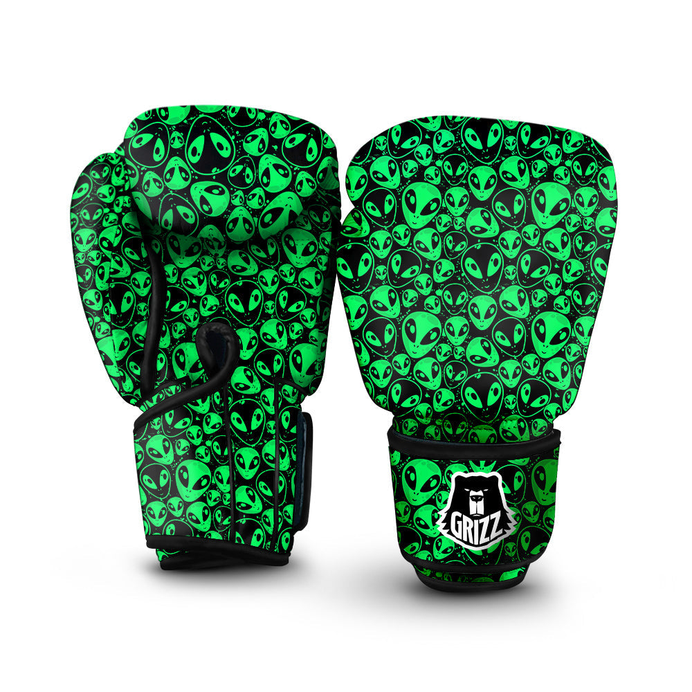 Cute Green Alien Print Pattern Boxing Gloves-grizzshop