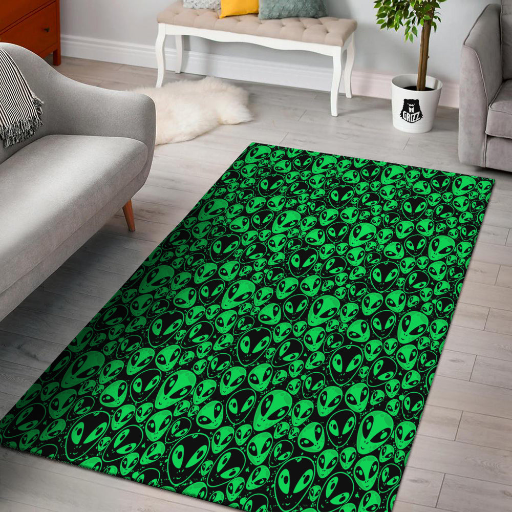 Cute Green Alien Print Pattern Floor Mat-grizzshop