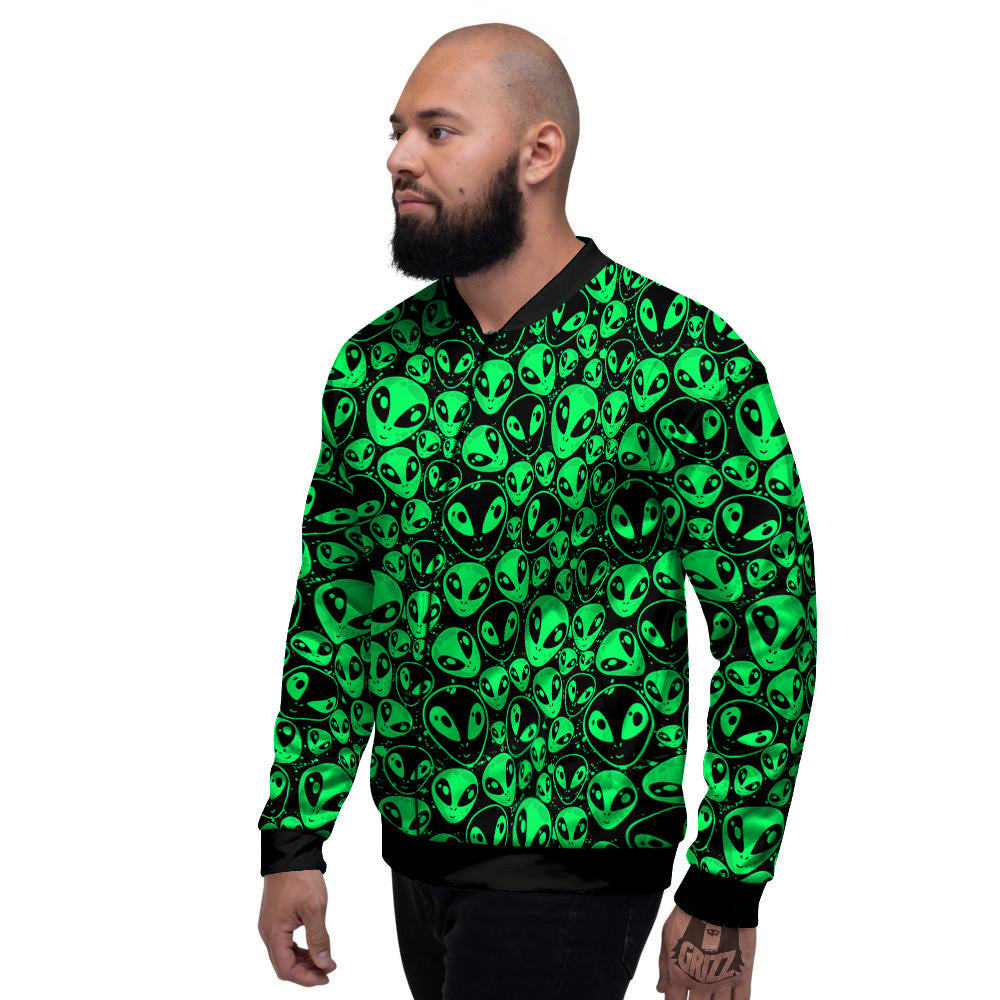 Cute Green Alien Print Pattern Men's Bomber Jacket-grizzshop