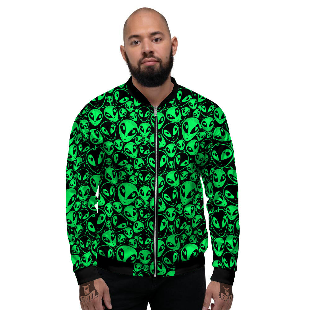 Cute Green Alien Print Pattern Men's Bomber Jacket-grizzshop