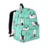 Cute Green Doodle Cat Print Backpack-grizzshop