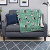 Cute Green Doodle Cat Print Blanket-grizzshop