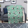 Cute Green Doodle Cat Print Blanket-grizzshop