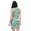 Cute Green Doodle Cat Print Bodycon Dress-grizzshop