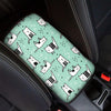 Cute Green Doodle Cat Print Car Console Cover-grizzshop