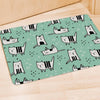 Cute Green Doodle Cat Print Door Mat-grizzshop