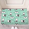 Cute Green Doodle Cat Print Door Mat-grizzshop