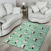 Cute Green Doodle Cat Print Floor Mat-grizzshop