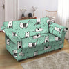 Cute Green Doodle Cat Print Loveseat Cover-grizzshop