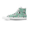 Cute Green Doodle Cat Print Men's High Top Shoes-grizzshop