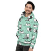 Cute Green Doodle Cat Print Men's Hoodie-grizzshop