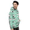 Cute Green Doodle Cat Print Men's Hoodie-grizzshop