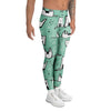 Cute Green Doodle Cat Print Men's Leggings-grizzshop