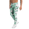 Cute Green Doodle Cat Print Men's Leggings-grizzshop