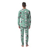 Cute Green Doodle Cat Print Men's Pajamas-grizzshop