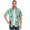 Cute Green Doodle Cat Print Men's Short Sleeve Shirt-grizzshop