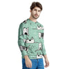 Cute Green Doodle Cat Print Men's Sweatshirt-grizzshop