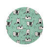 Cute Green Doodle Cat Print Round Rug-grizzshop