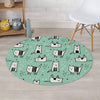 Cute Green Doodle Cat Print Round Rug-grizzshop