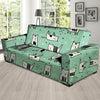 Cute Green Doodle Cat Print Sofa Cover-grizzshop