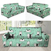 Cute Green Doodle Cat Print Sofa Cover-grizzshop