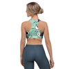 Cute Green Doodle Cat Print Sports Bra-grizzshop