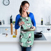 Cute Green Doodle Cat Print Women's Apron-grizzshop