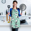 Cute Green Doodle Cat Print Women's Apron-grizzshop