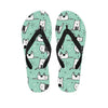 Cute Green Doodle Cat Print Women's Flip Flops-grizzshop