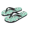 Cute Green Doodle Cat Print Women's Flip Flops-grizzshop