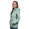 Cute Green Doodle Cat Print Women's Hoodie-grizzshop