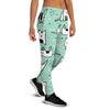 Cute Green Doodle Cat Print Women's Joggers-grizzshop