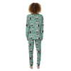 Cute Green Doodle Cat Print Women's Pajamas-grizzshop