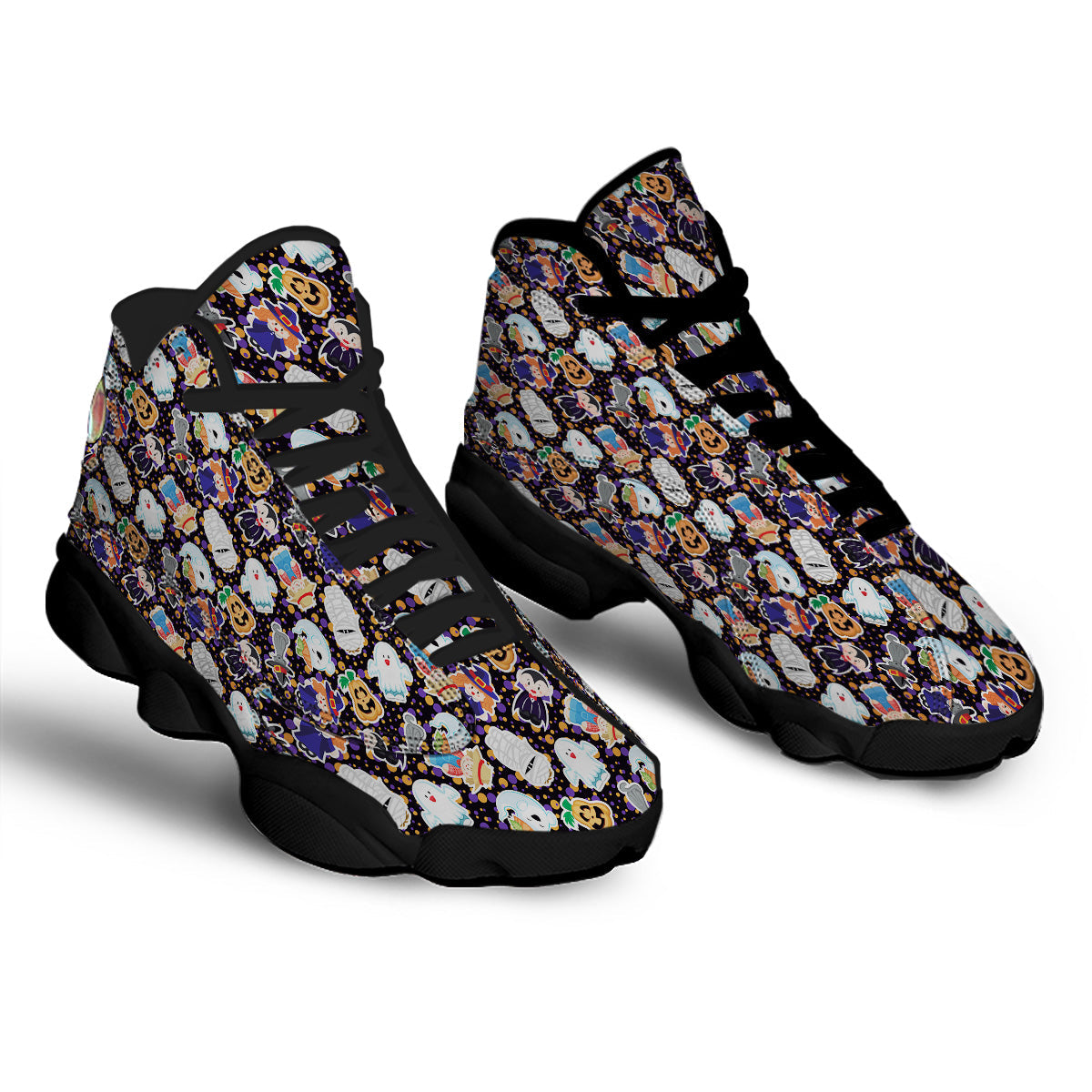 Cute Halloween Print Pattern Black Basketball Shoes-grizzshop