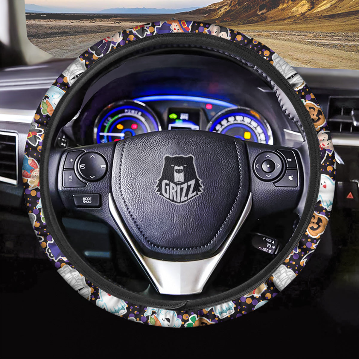 Cute Halloween Print Pattern Car Steering Wheel Cover-grizzshop
