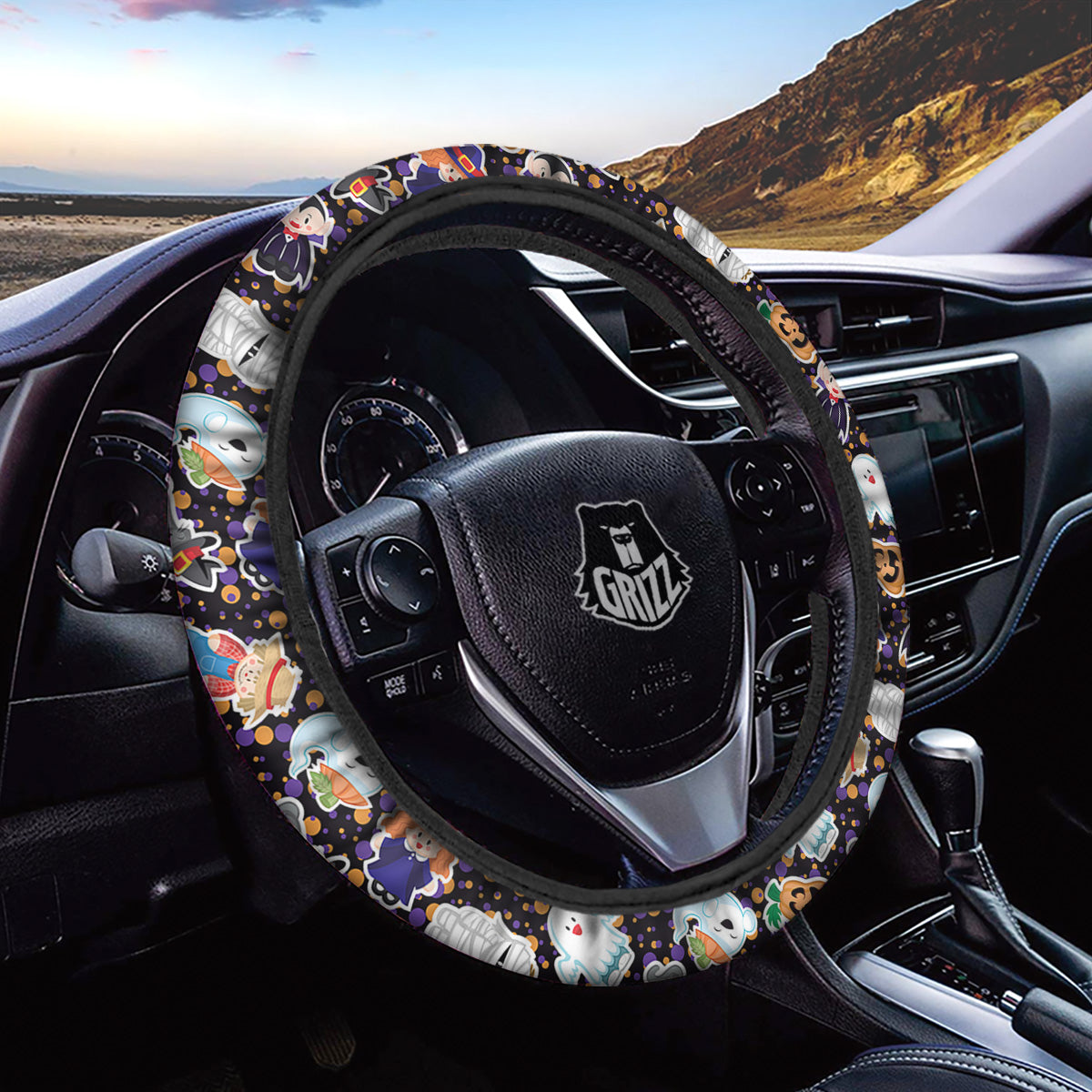 Cute Halloween Print Pattern Car Steering Wheel Cover-grizzshop