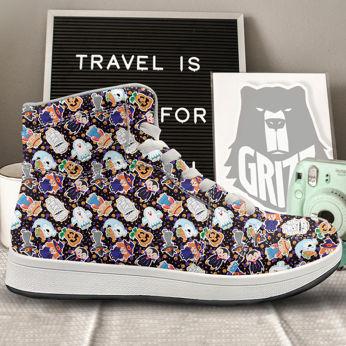 Cute Halloween Print Pattern High Top Sneakers-grizzshop