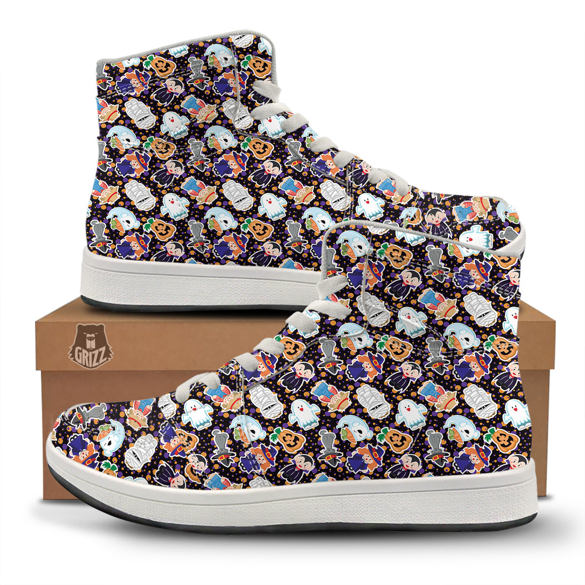 Cute Halloween Print Pattern High Top Sneakers-grizzshop
