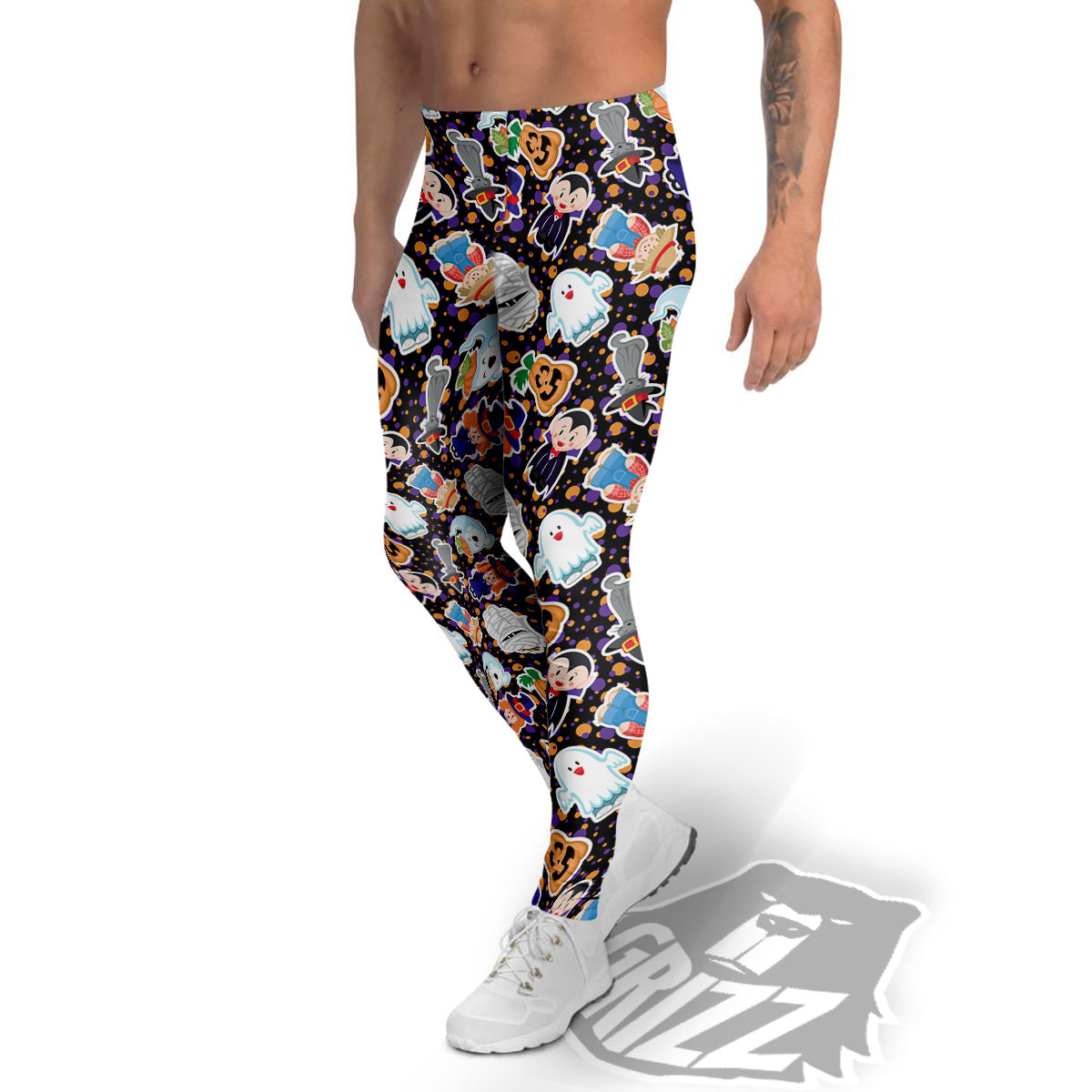 Cute Halloween Print Pattern Men's Leggings-grizzshop