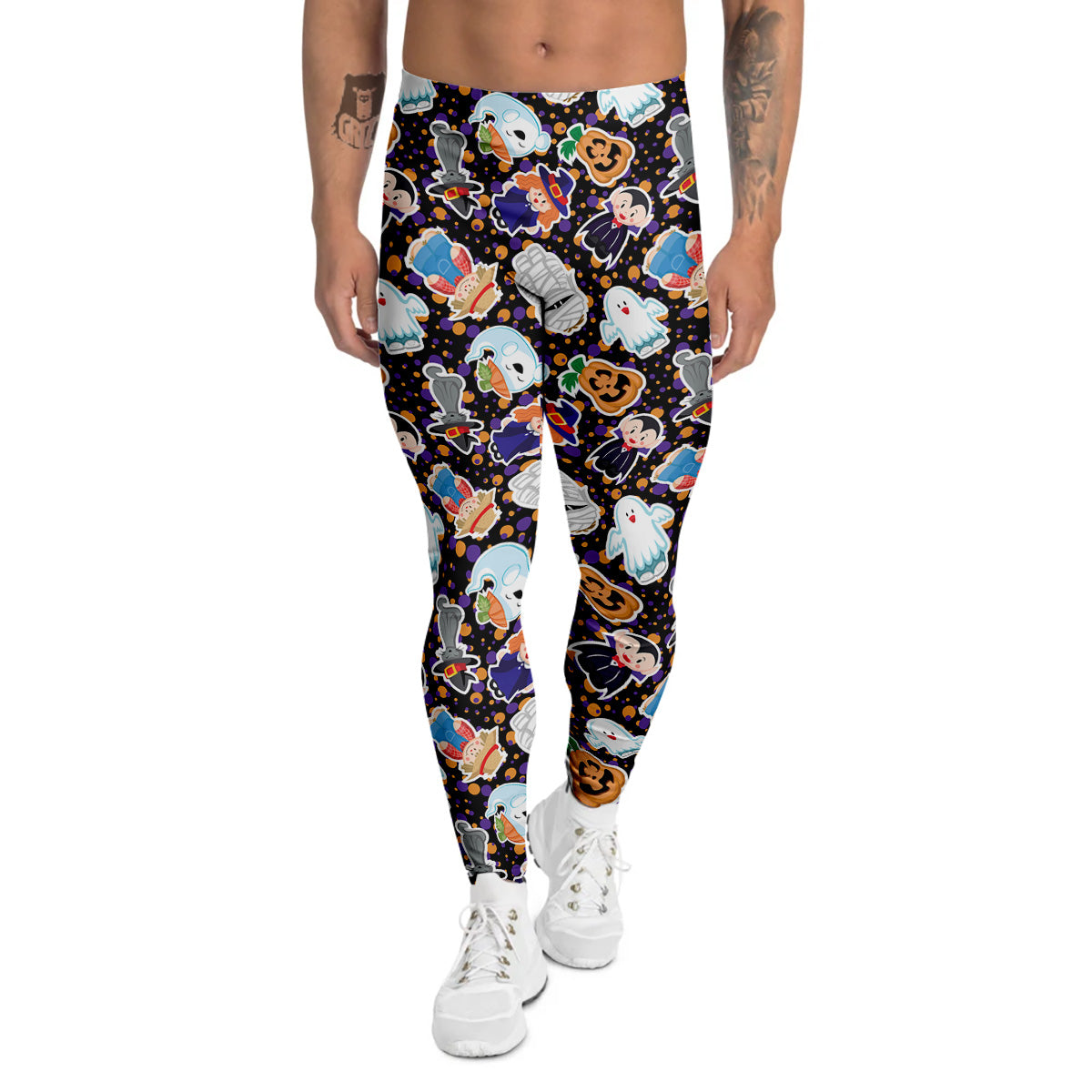 Cute Halloween Print Pattern Men's Leggings-grizzshop