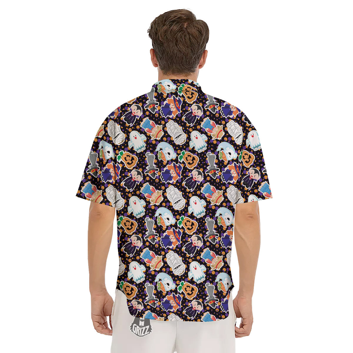 Cute Halloween Print Pattern Men's Short Sleeve Shirts-grizzshop