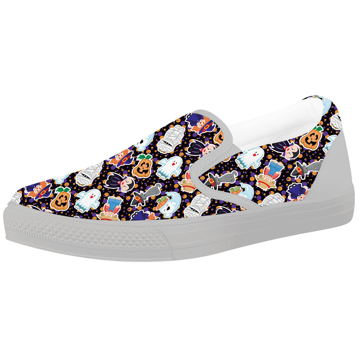 Cute Halloween Print Pattern White Slip On Shoes-grizzshop