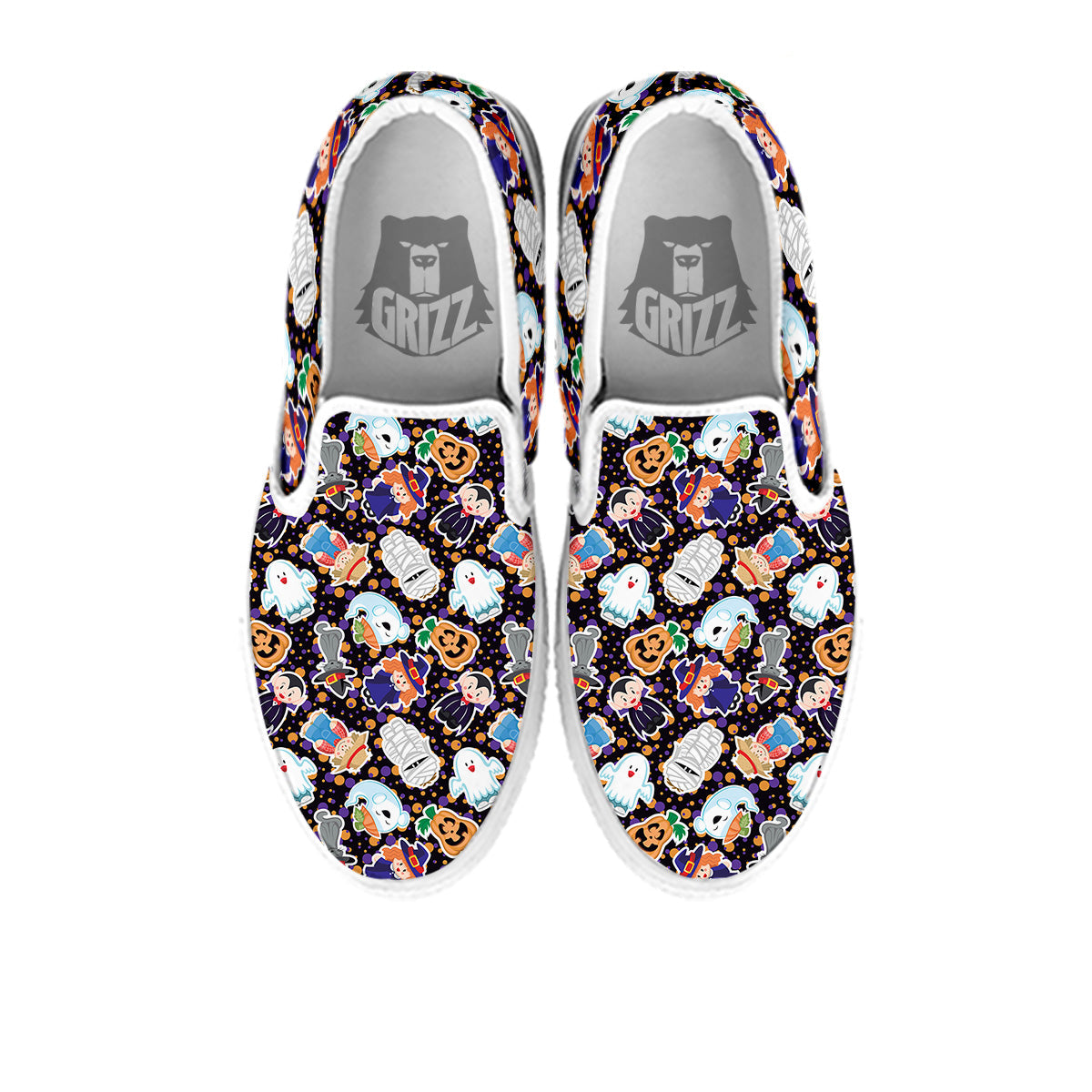 Cute Halloween Print Pattern White Slip On Shoes-grizzshop