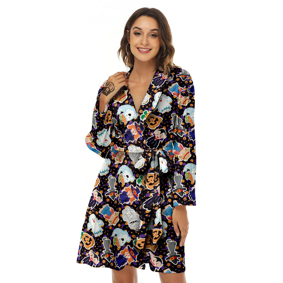 Cute Halloween Print Pattern Women's Robe-grizzshop