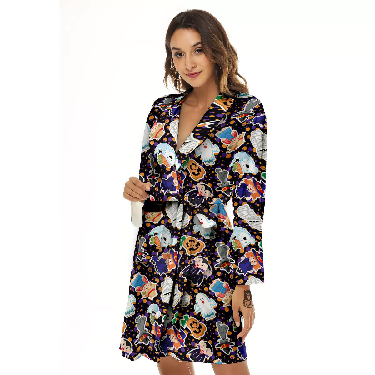 Cute Halloween Print Pattern Women's Robe-grizzshop