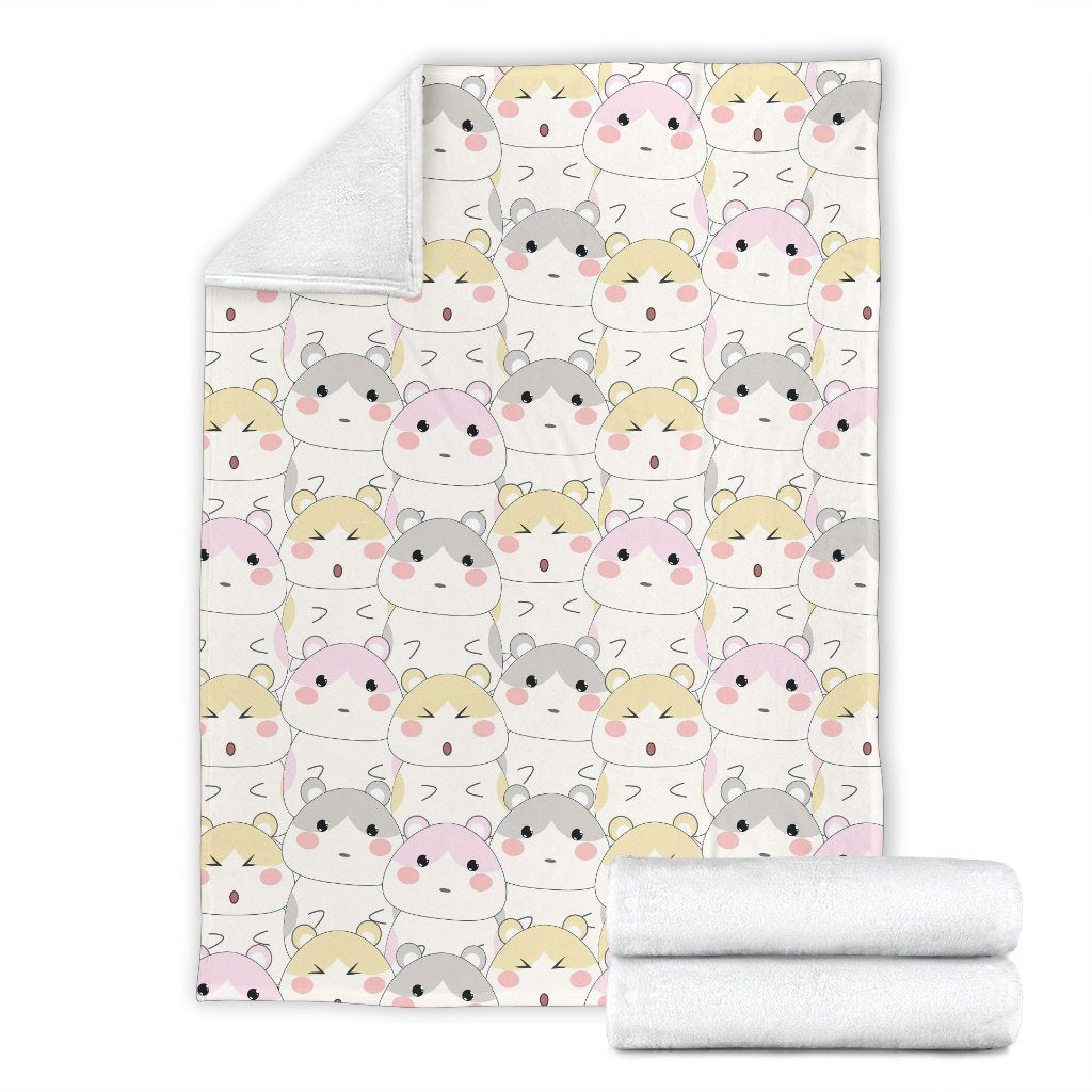 Cute Hamster Pattern Print Blanket-grizzshop