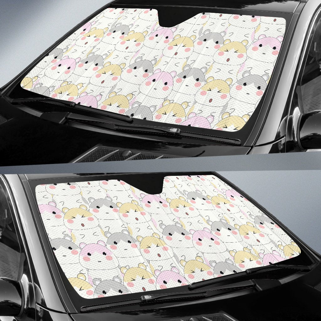 Cute Hamster Pattern Print Car Sun Shade-grizzshop