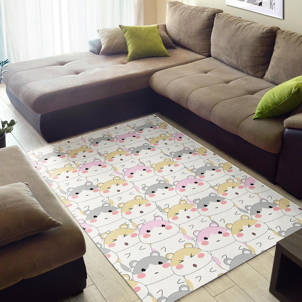 Cute Hamster Pattern Print Floor Mat-grizzshop